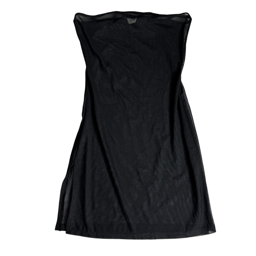 Elegant Moments Y2K Black Sheer Mesh Tube Top Strapless Mini Dress Tunic Size M